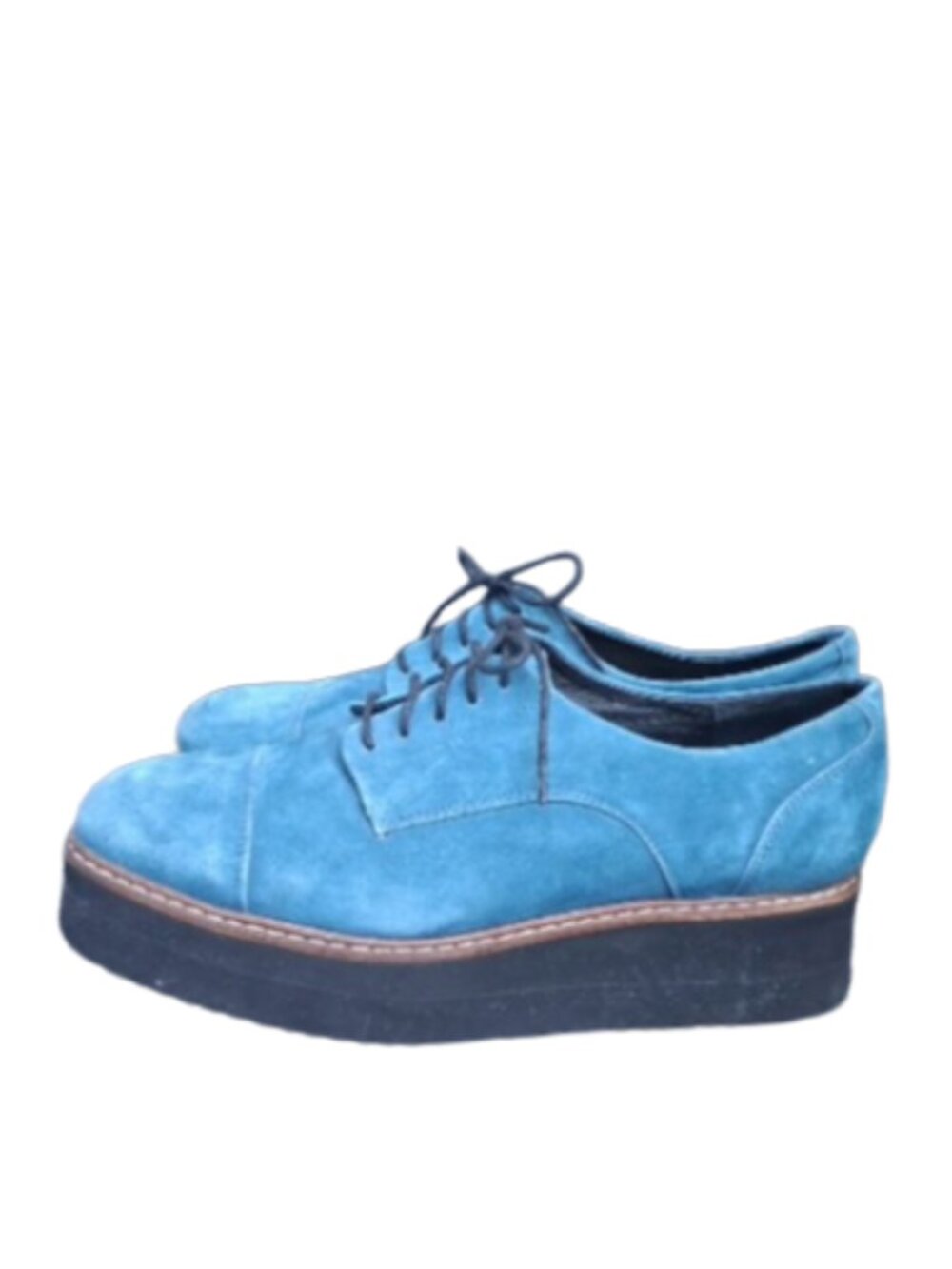 L'Intervalle Mellow Blue Suede Platform Oxfords, Size 9